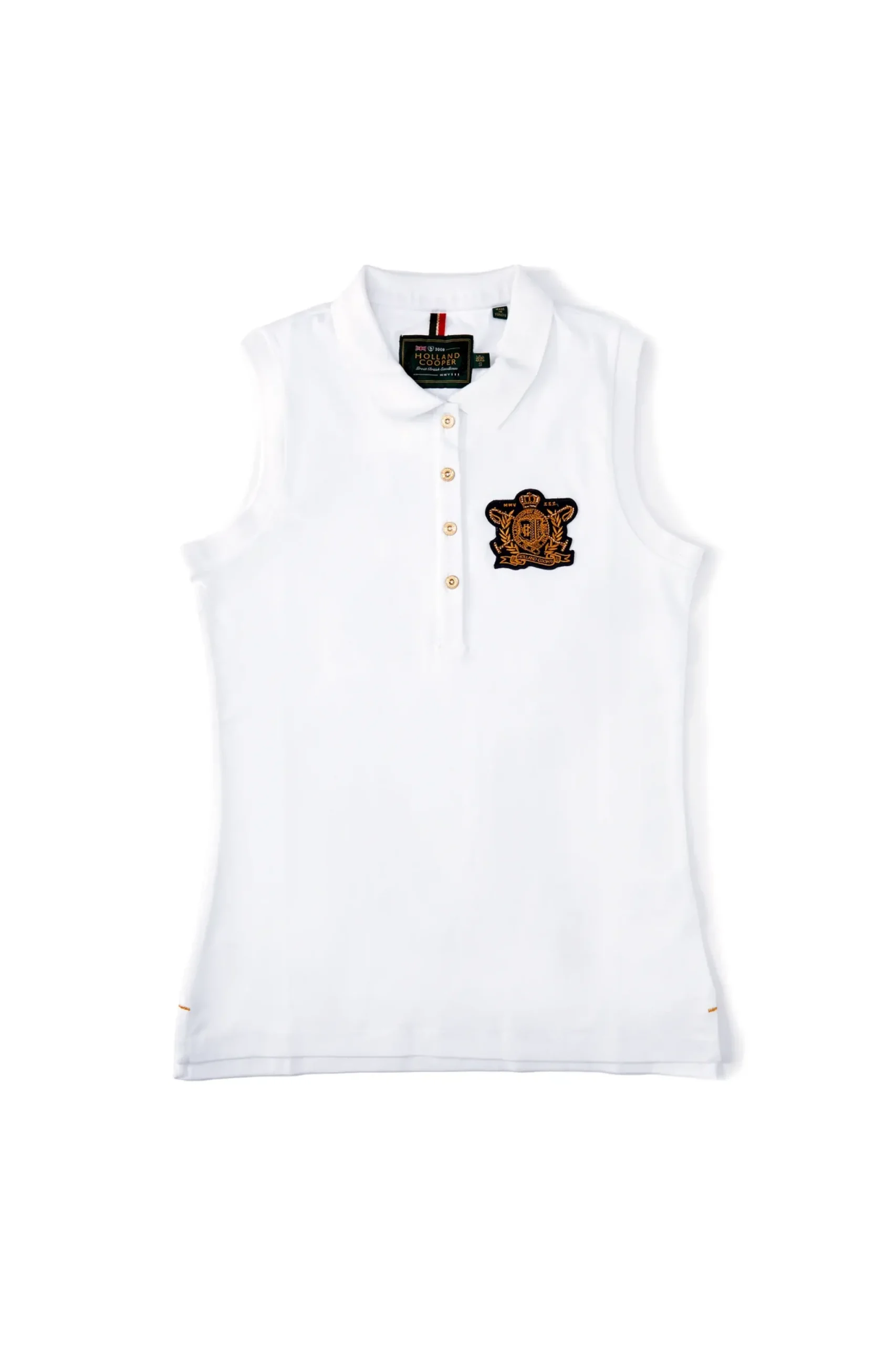 Holland Cooper Sleeveless Polo Shirt White Online