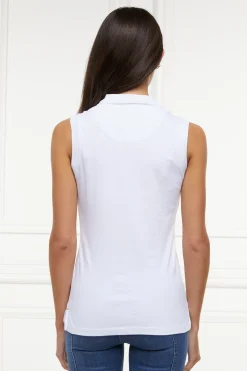 Holland Cooper Sleeveless Polo Shirt White Online