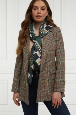 Holland Cooper Stirrup Silk Scarf Black Emerald Best