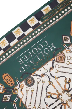 Holland Cooper Stirrup Silk Scarf Black Emerald Best