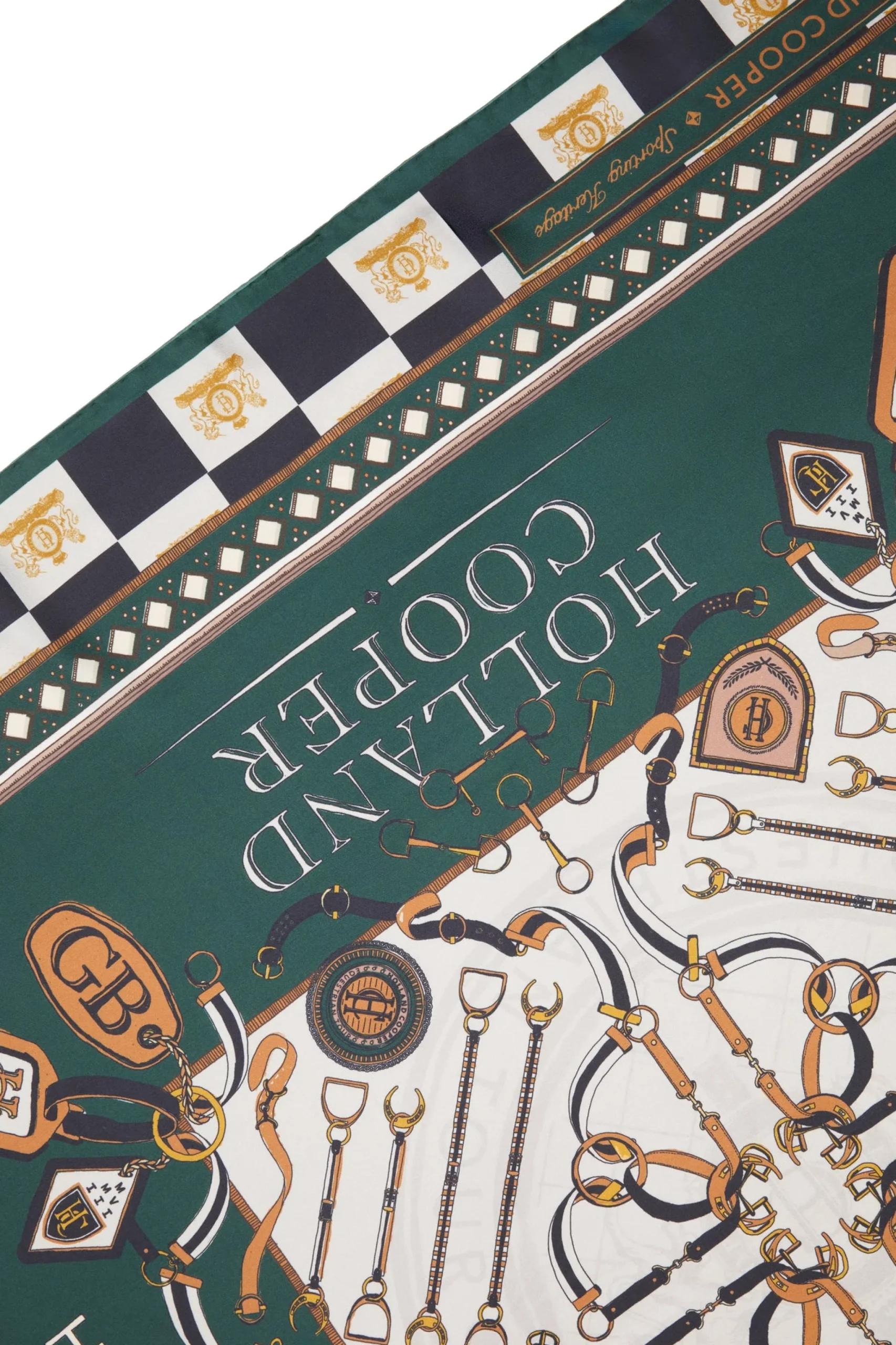 Holland Cooper Stirrup Silk Scarf Black Emerald Best