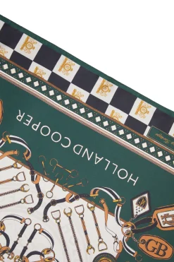 Holland Cooper Stirrup Silk Scarf Black Emerald Best