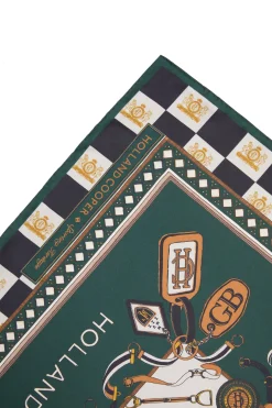 Holland Cooper Stirrup Silk Scarf Black Emerald Best