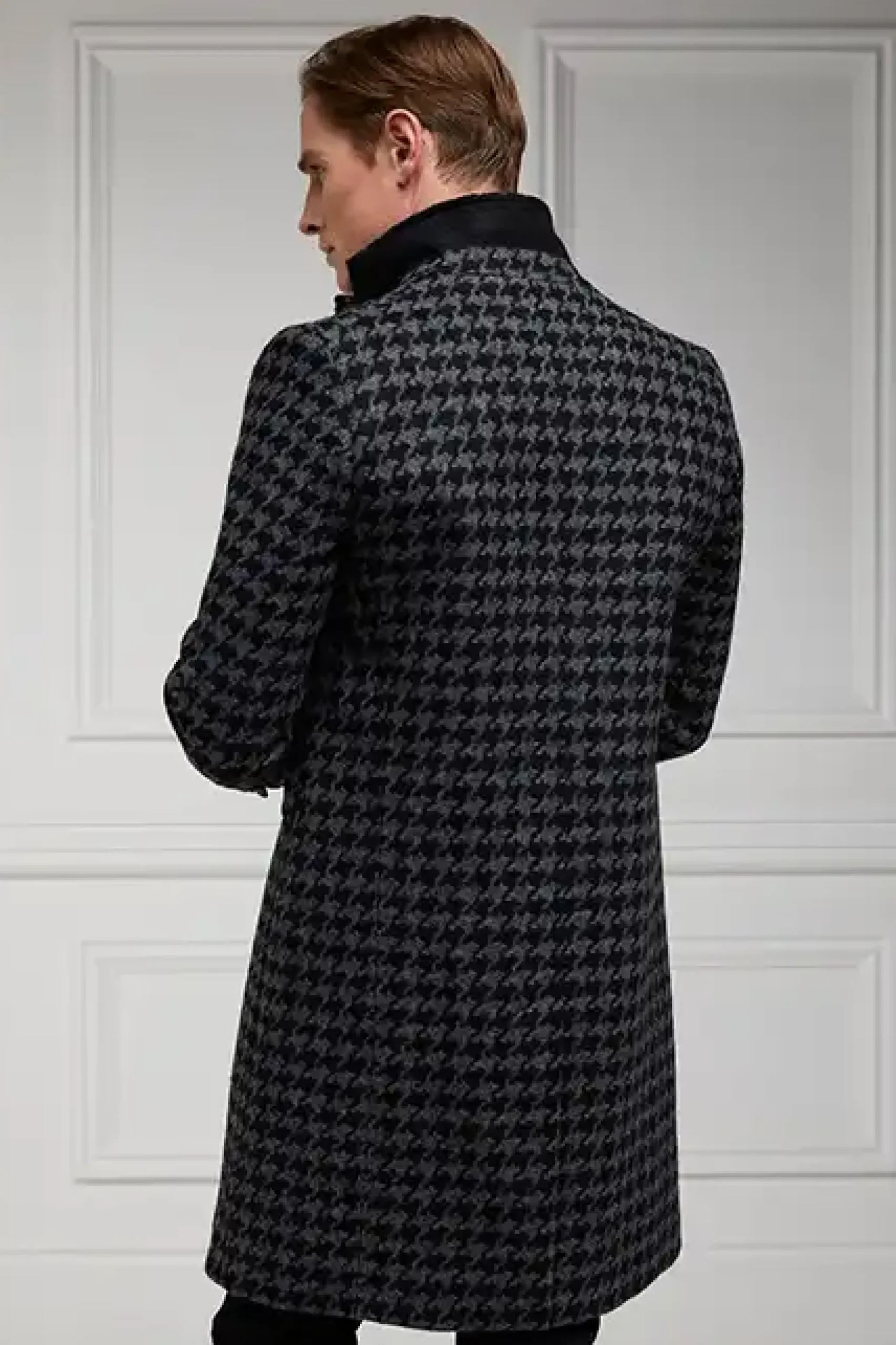Holland Cooper The Cheltenham Coat Large Scale Charcoal Houndstooth Discount
