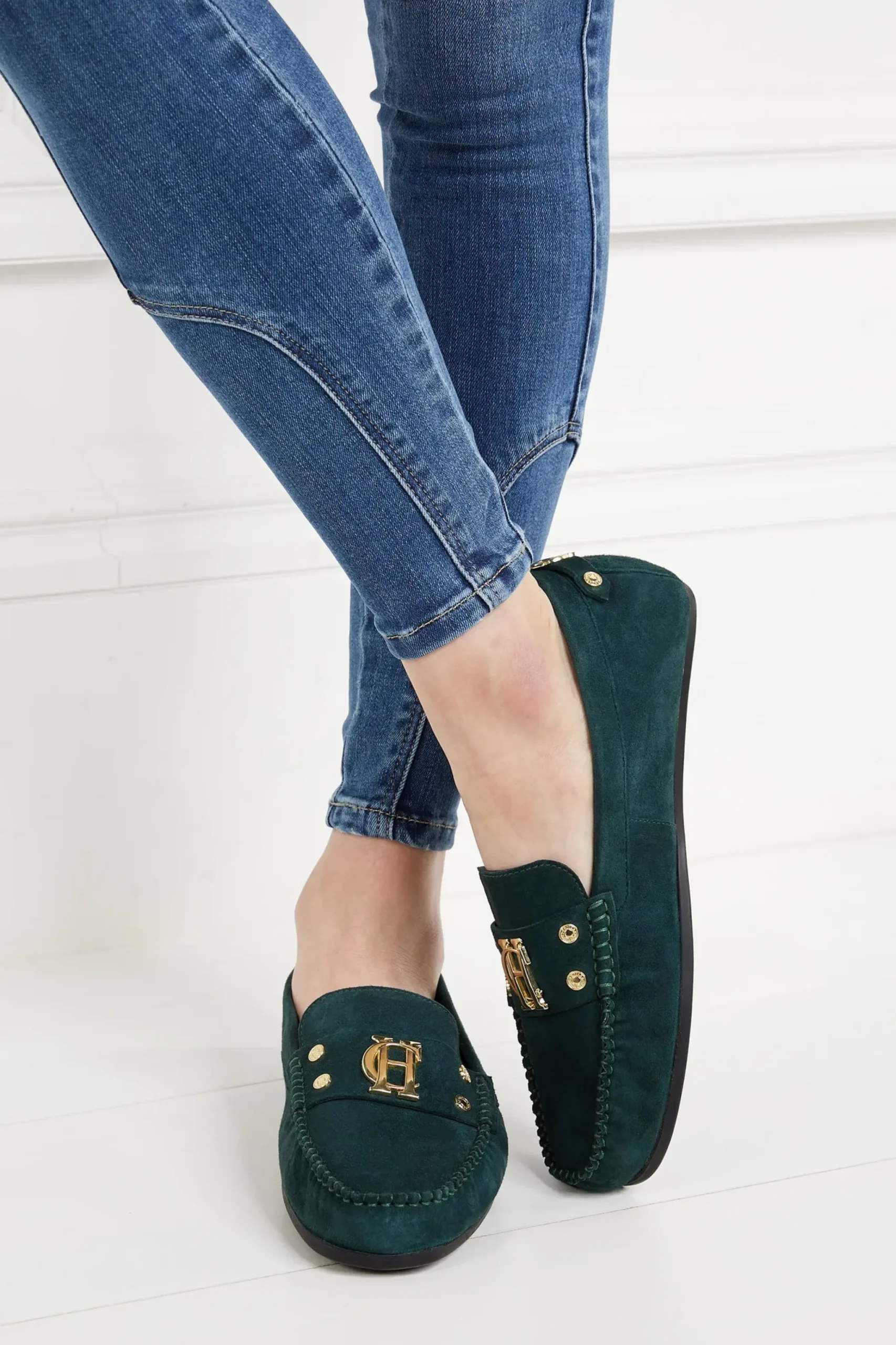 Holland Cooper The Driving Loafer Emerald New