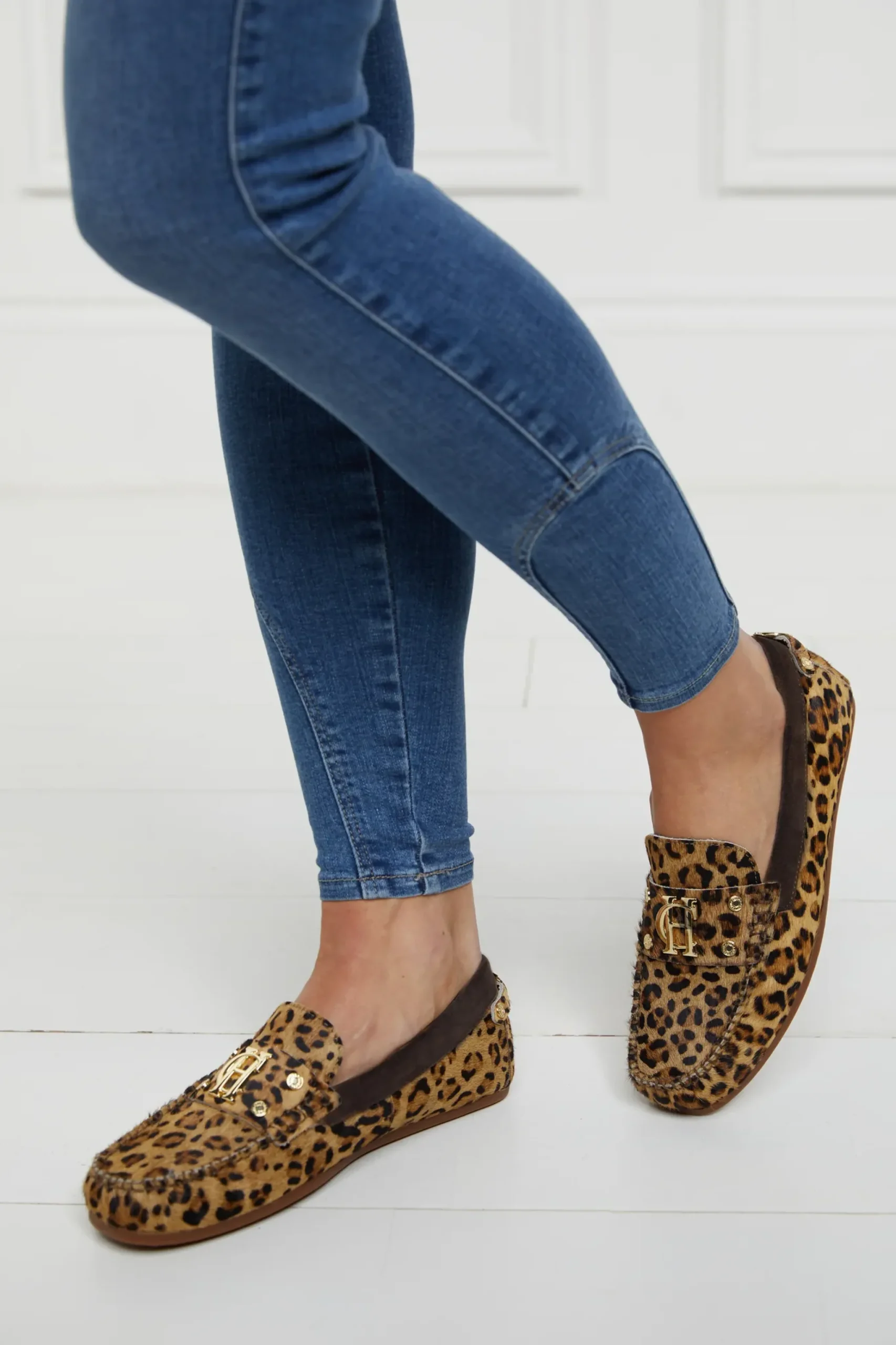 Holland Cooper The Driving Loafer Leopard Pony Clearance