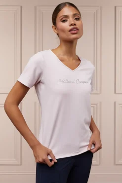 Holland Cooper Training V-Neck Tee Blush Discount