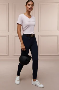 Holland Cooper Training V-Neck Tee Blush Discount