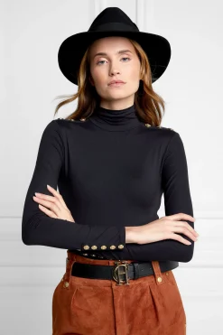 Holland Cooper Trilby Hat Gold Feather Black Hot