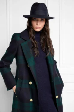 Holland Cooper Trilby Hat Spot Feather Ink Navy Hot