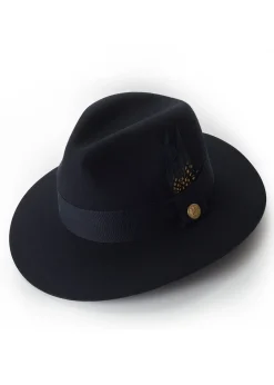Holland Cooper Trilby Hat Spot Feather Ink Navy Hot