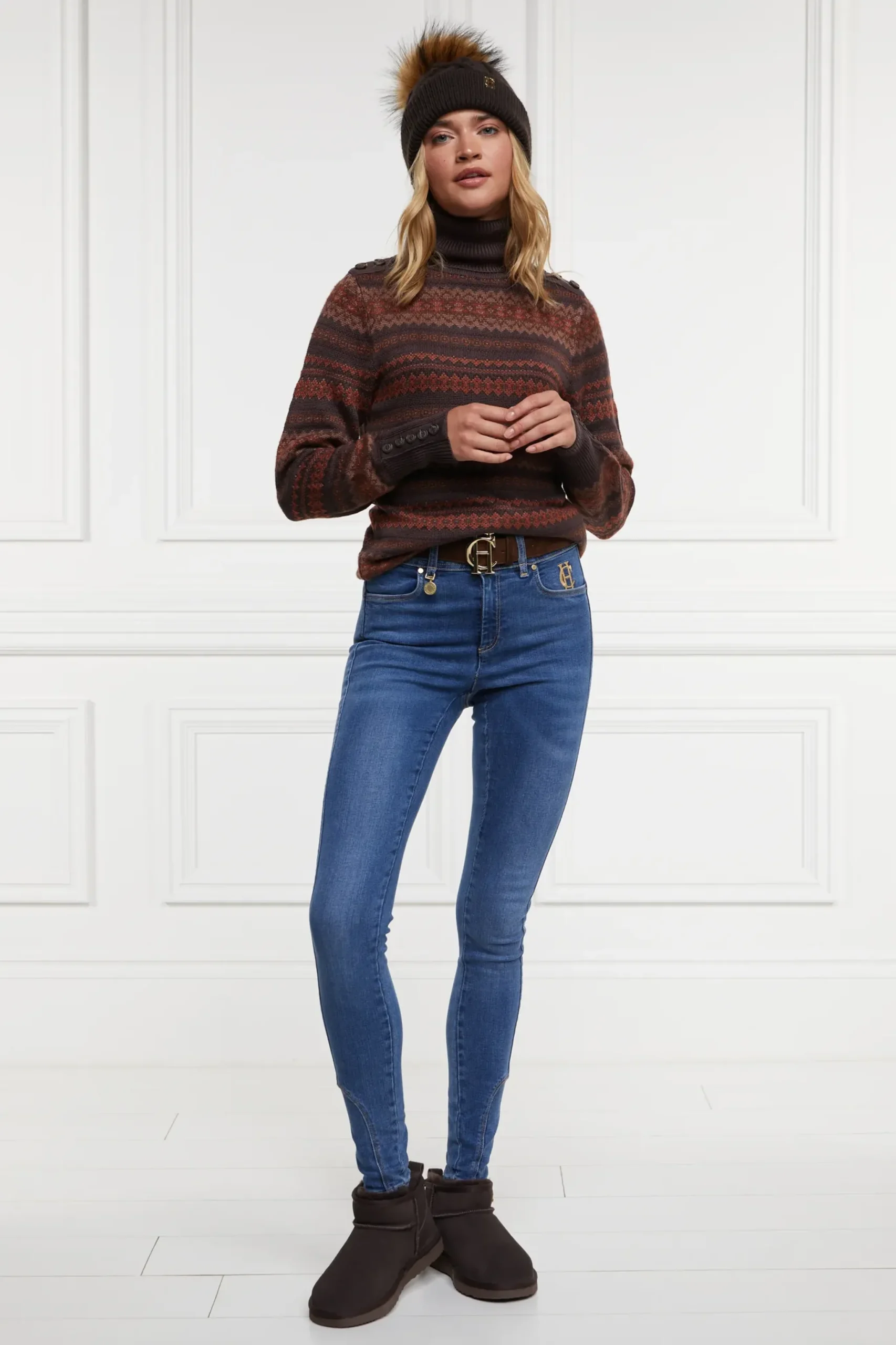 Holland Cooper Ultra Mini Shearling Boot Chocolate Hot