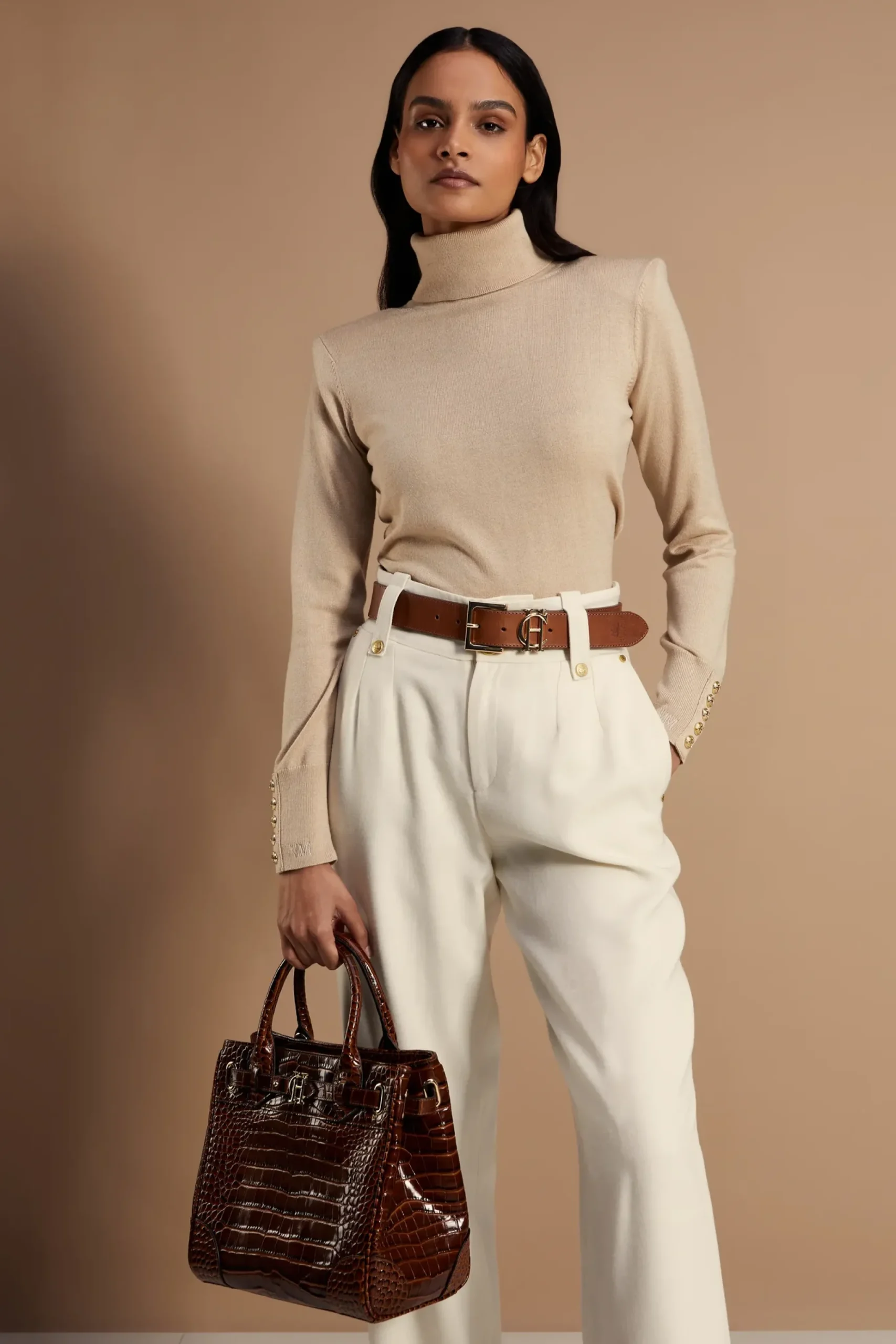 Holland Cooper Victoria Cashmere Roll Neck Stone Sale