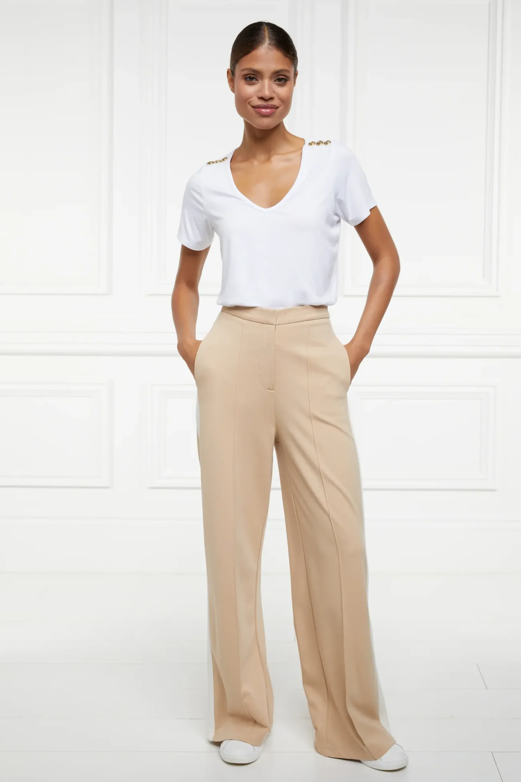 Holland Cooper Wide Leg Pant Camel Best