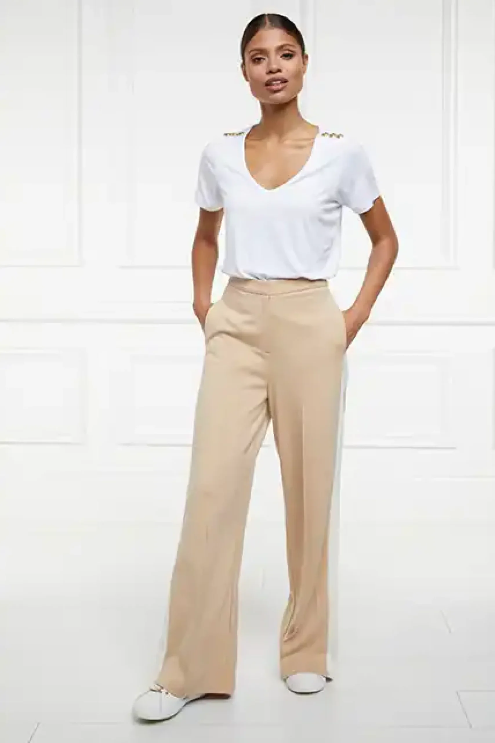 Holland Cooper Wide Leg Pant Camel Best
