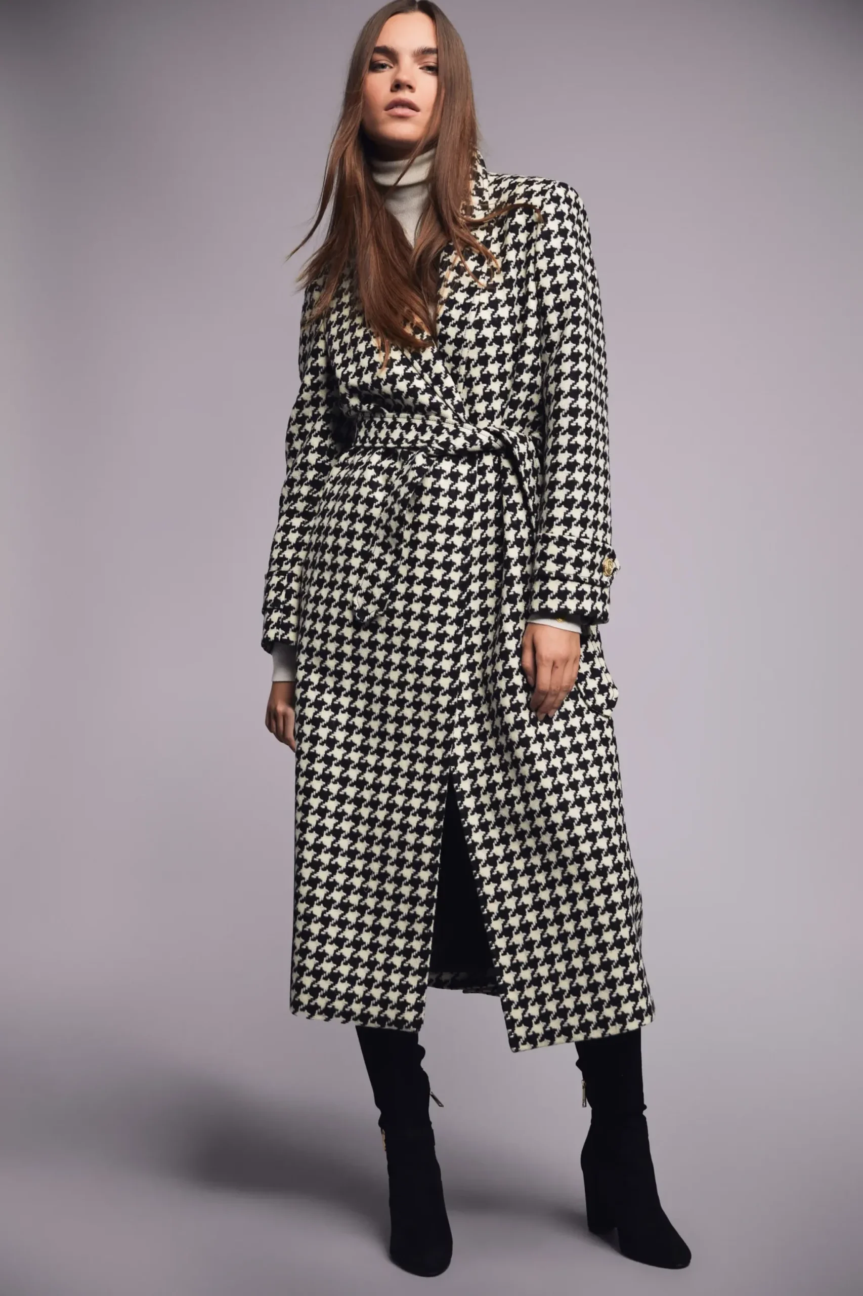 Holland Cooper Wrap Coat Large Scale Houndstooth Sale