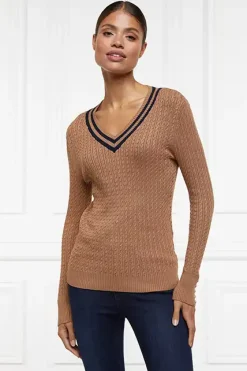 Holland Cooper Zoe Knit Dark Camel Marl Sale